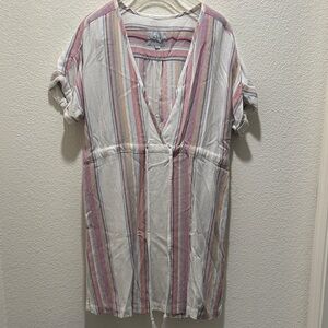 Rails Striped V-Neck Mini Dress